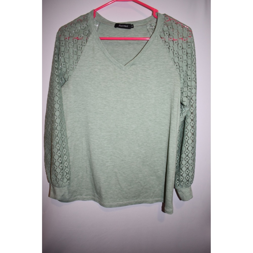 Automet‎ Womens Long Sleeve V-Neck Lace Blouse Size Medium